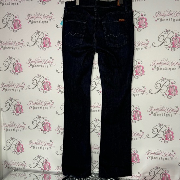 7 for all mankind jeans denim mid rise boot cut pants 👖 blue dark wash comfy - Picture 2 of 8